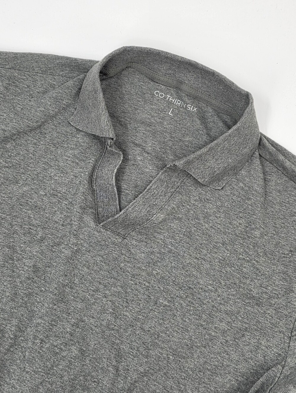 Co Thirty Six Polo Shirt Mens L Gray Stretch Cotton Golf Johnny Collar
